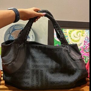 Salvatore Ferragamo Embossed Black Tote
